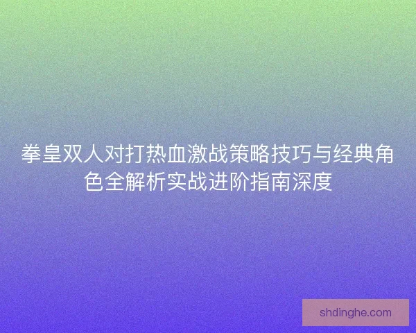 拳皇双人对打热血激战策略技巧与经典角色全解析实战进阶指南深度