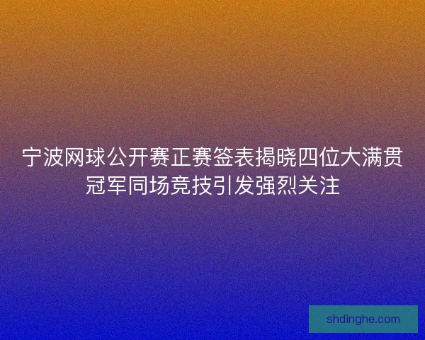 宁波网球公开赛正赛签表揭晓四位大满贯冠军同场竞技引发强烈关注