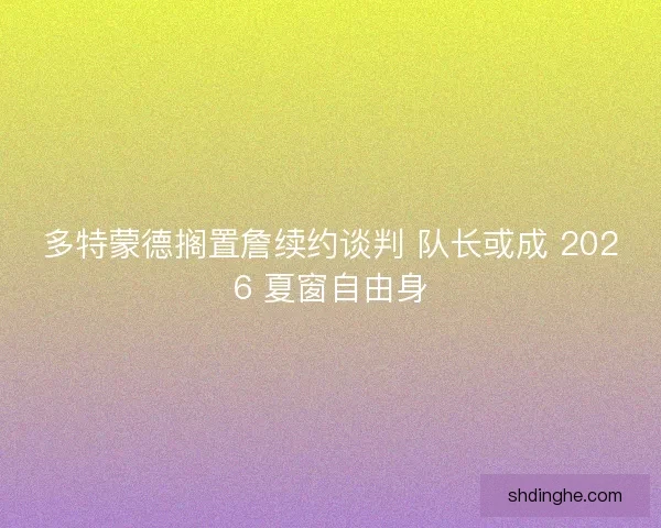 多特蒙德搁置詹续约谈判 队长或成 2026 夏窗自由身